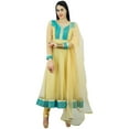 thumbnail image 1 of Atasi Womens Beige Anarkali Readymade Salwaar Kameez Dupatta Ethnic Partywear, 1 of 9
