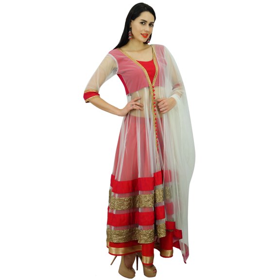 Atasi Womens Classy Floor Length Flaired Anarkali Salwaar Suit with Dupatta