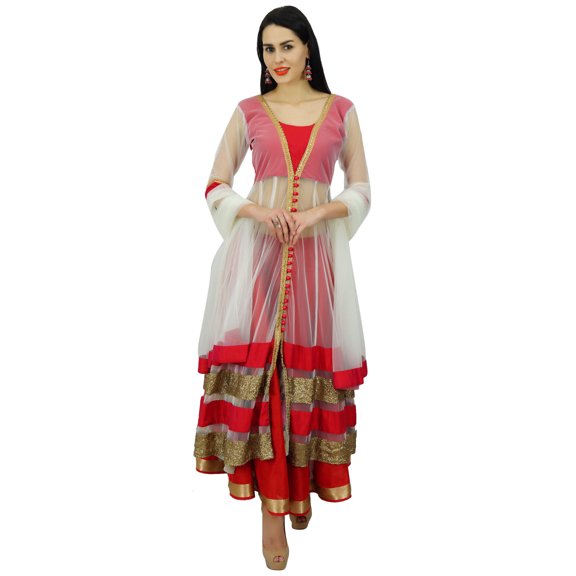 Atasi Womens Classy Floor Length Flaired Anarkali Salwaar Suit with Dupatta