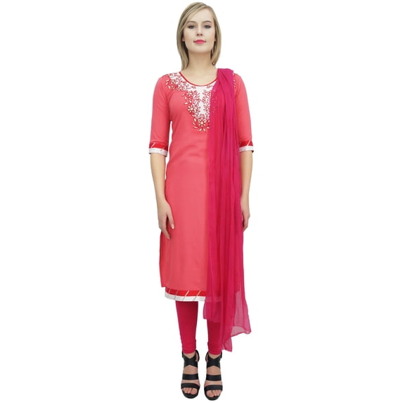 Atasi Womens Designer Straight Rayon Peach Salwar Kameez Indian Casual Dress - 14