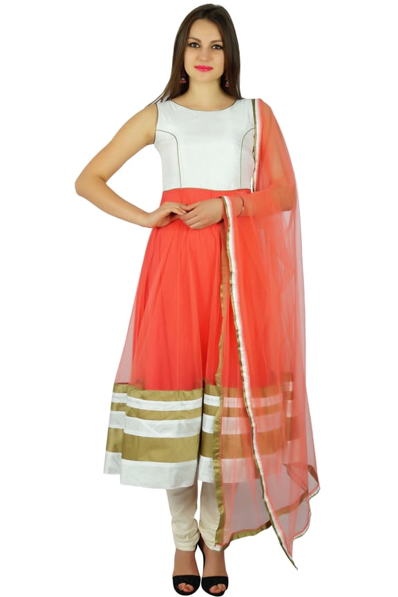 Womens Flaired Anarkali Salwaar Kameez with Dupatta Indian Custom Dress