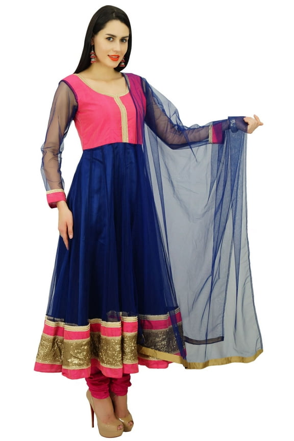 Womens Net Anarkali Salwaar Kameez Suit with Dupatta Ethnic Wear Dress