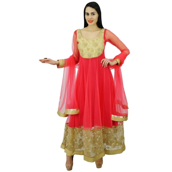 Atasi Womens Readymade Angrakha Style Anarkali Kurti Salwaar Kameez with Dupatta