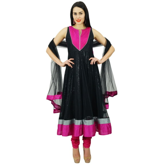 Atasi Womens Readymade Black Anarkali Suit With Dupatta Salwaar Kameez