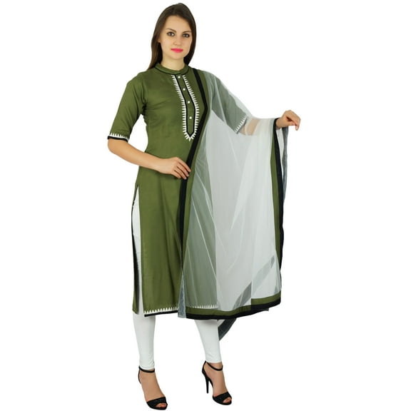 Atasi Womens Readymade Straight Kurta With Net Dupatta Dress Salwaar Kameez Suit