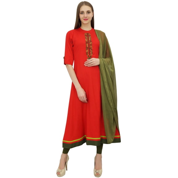Atasi Womens Readymade Straight Kurta With Net Dupatta Ethnic Salwaar Suit Dress