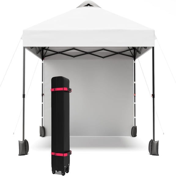 Ataucjin 10x10 Ft Pop Up Canopy Tent, Portable Commercial Canopy with Vented Top Roller Bag,1 Removable Sidewall, 4 Sandbags, 4 Ropes and 8 Tent Stakes, Easy Outdoor Sun Shade for Events, Parties