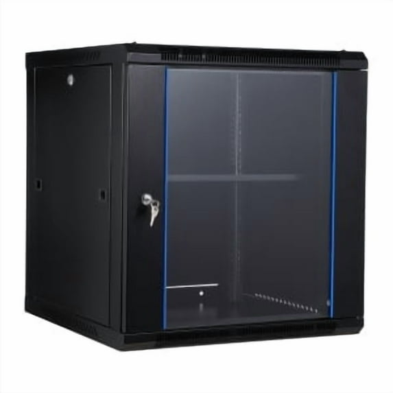 Ataucjin 12U Wall Mount Network Cabinet - 17.7" Deep Server Rack Enclosure with Locking Glass Door & Removable Side Panels, IT/AV Equipment Rack for Secure Data and Audio-Visual Installations