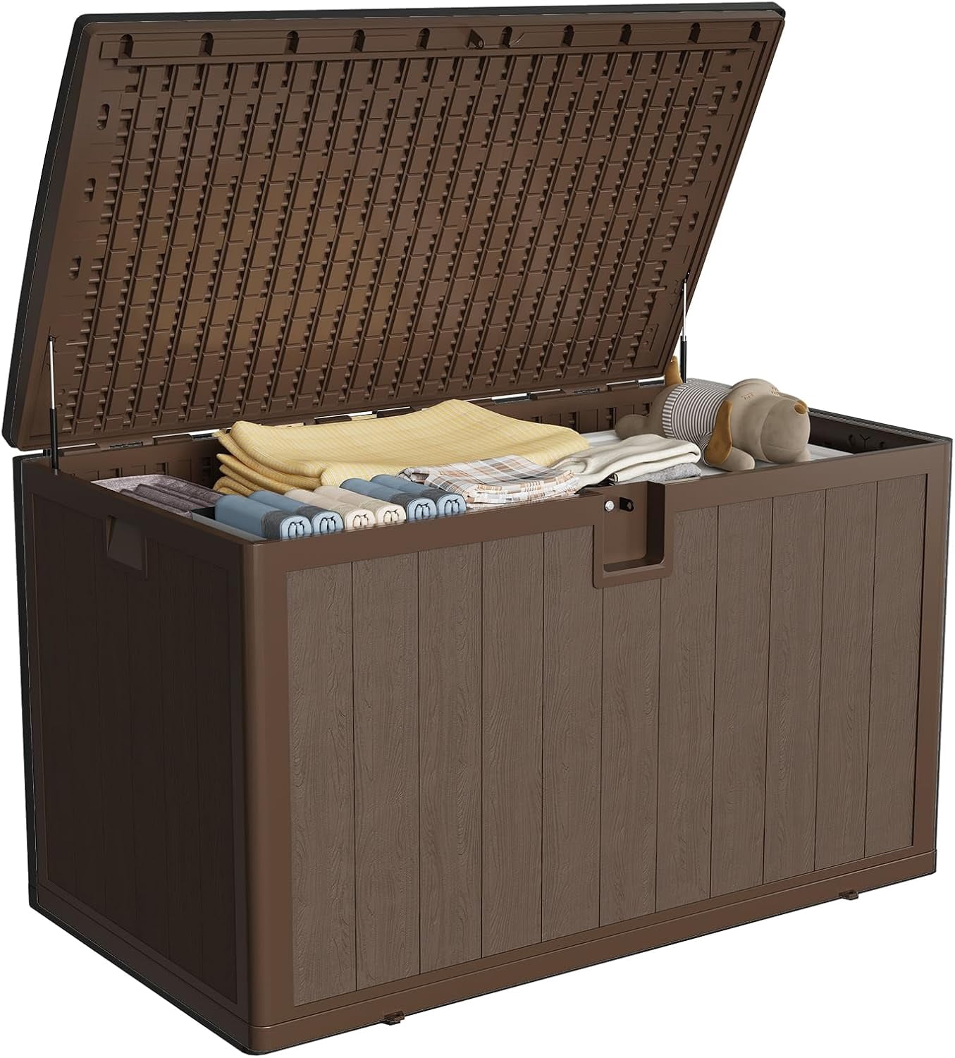 Ataucjin 130 Gallon Outdoor Storage Box, Lockable Storage Bin, Lockable ...