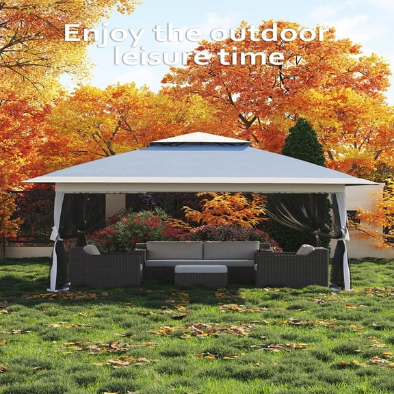 Ataucjin 13x13  Gazebo, Outdoor Canopy Tent with Mosquito Net, Height Adjustable Canopy Gazebo, Large Shade Tent for Camping, Lawn, Backyard, Garden, Patio
