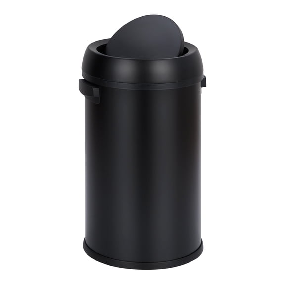 Ataucjin 17 Gallon Open Top/Flip-top Commercial Round Trash Bin, 65L Brushed Step Bin with Lid & Open Top Options, Heavy Duty Garbage Can for Kitchen Restaurant Office