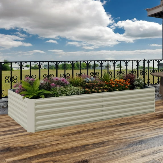 Ataucjin 1PCS Home Galvanized Raised Garden Bed Kit Large Metal Raised Garden Bed Deep Root Planter Box Easy Assembly For Outdoor Gardening Vegetables Flowers Herbs Fruits