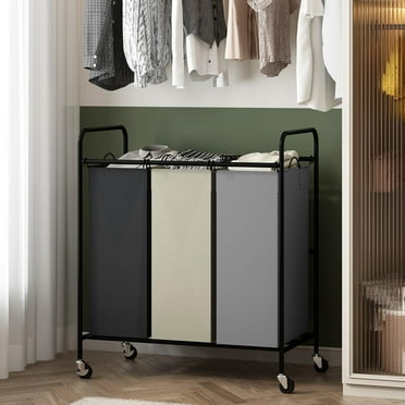 Ataucjin 2/3-Bag Laundry Sorter Cart Rolling Laundry Hamper With Lockable Wheels And Removable Bags 2/3 Section Large Laundry Basket Organizer Clothes Separator Hamper For Toys Storage