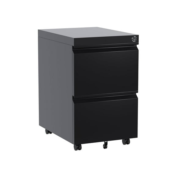 Ataucjin 2-Drawer File Cabinet On Wheels, Under Desk Metal Rolling Filing Cabinets with Lock, Small Rolling File Storage for Home Office Organizer Letters/Legal/A4, Easy Assembly