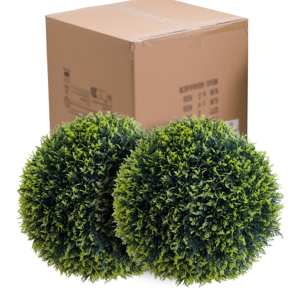 Ataucjin 2 PCS 19 Inch Artificial Plant Topiary Ball,Artificial Plant Cedar Topiary Balls,Topiary Ball Garden Spheres Decorative Balls for Outdoor Patio Garden and Indoor,Wedding Decoration