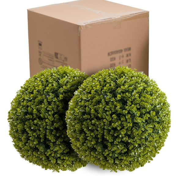 Ataucjin 2 PCS 19 Inch Artificial Plant Topiary Ball,Artificial Plant Cedar Topiary Balls,Topiary Ball Garden Spheres Decorative Balls for Outdoor Patio Garden and Indoor,Wedding Decoration