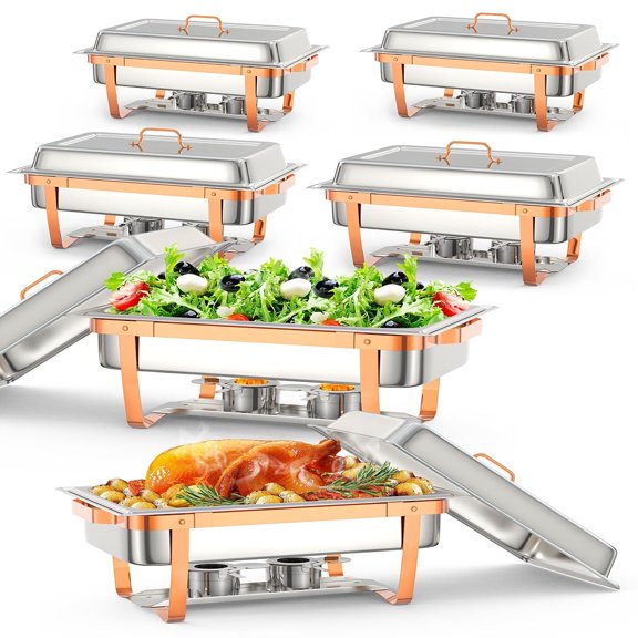 Ataucjin 2-Pack 8 Quart Stainless Steel Chafing Dish Buffet Set with Foldable Frame for Catering Weddings Banquets Buffet Warmers