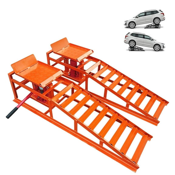 Ataucjin 2 Packs Hydraulic Car Ramps for Oil Changes Drive Up Car Ramps with Hydraulic Jack High Lift Automotive Truck Service Ramps for Garage and Home Vehicle Maintenance