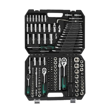 Ataucjin 216 Pieces Auto Repair Tool Set, 1/2, 1/4, 3/8 Drive Sizes, Mechanic Tool Set and Socket Set