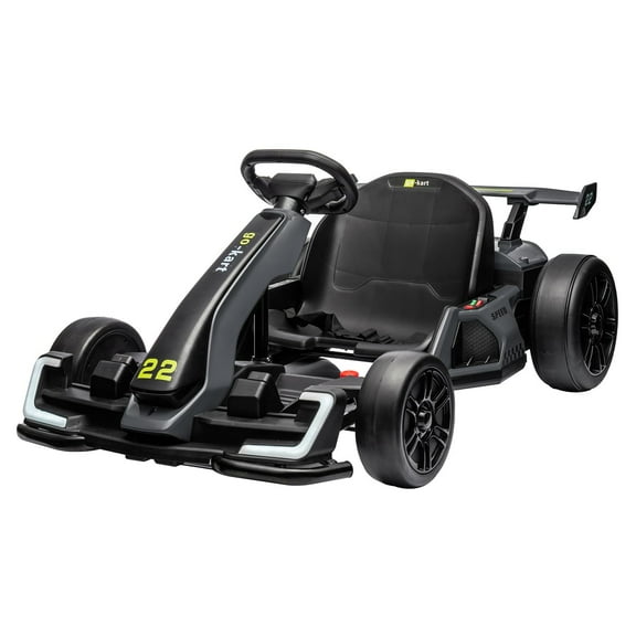 Ataucjin 24V Electric Go Kart for Kids,Powerful Drift Kart with 2*150W Motors, Adjustable Seat, 8mph Speed, Bluetooth, Led Lights,Outdoor Riding Toy for Children Ages 6-12