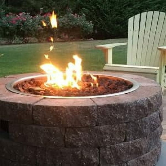 Ataucjin 25 Inch Round Drop-in Fire Pit Pan, Stainless Steel Propane & Natural Gas Insert with Spark Ignition Kit, 48,000 BTU, Ideal for Outdoor and Indoor DIY Fireplace