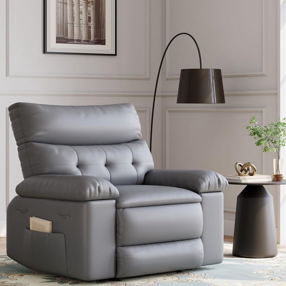 Ataucjin 27'' Oversized Massage Recliner Chair for Adults, Lounge Recliner with Heat and Massage, 150% Sponge Filling, Side Pockets, and Cup Holders, for Living Room, Bedroom, and Nursery