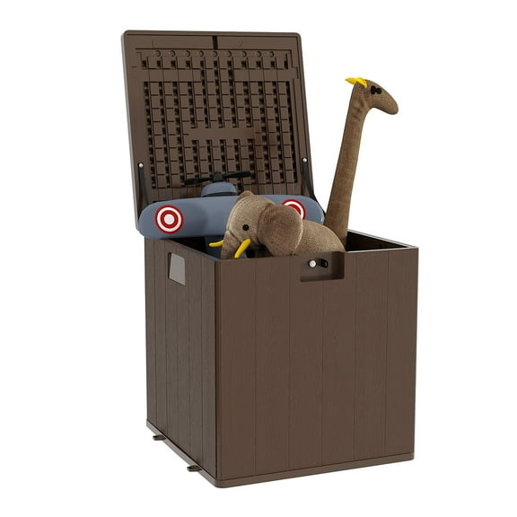 Ataucjin 28 Gallon Outdoor Storage Box Waterproof,Lockable Resin Deck Box,Patio Deck Storage Box For Package Delivery,Square Deck Box Small Container for Furniture Cushions,Garden Tools,Pool Accessori