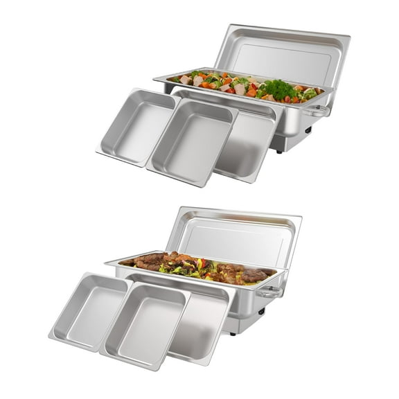 Ataucjin 2PCS 9QT Electric Chafing Dish Buffet Set Stainless Steel Rectangular Food Servers And Warmers Commercial Catering Food Warmers With Temperature Control Display For Party Festivals