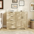 thumbnail image 1 of Ataucjin 3.3'' H Armoire Wardrobe Closet with 4 Drawers and 2 Doors, Hanging Rod, Multifunctional Wooden Dresser with Storage Closet, Bathroom Cabinet for Living Room, Bedroom, 1 of 7