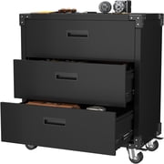Ataucjin 3-Drawer Rolling Tool Cabinet - Heavy Duty Garage Storage On Wheels - Mobile Metal Workbench for Warehouse, Basement & Workshop | Requires Assembly, Black