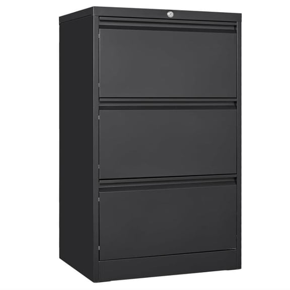 Ataucjin 3 Drawers Lateral File Cabinet with Lock, Metal Filing Cabinet, Horizontal Locked Wide Drawer File Cabinets, Metal Filing Cabinet with Card Holder, Steel Drawer File Cabinets Under Desk