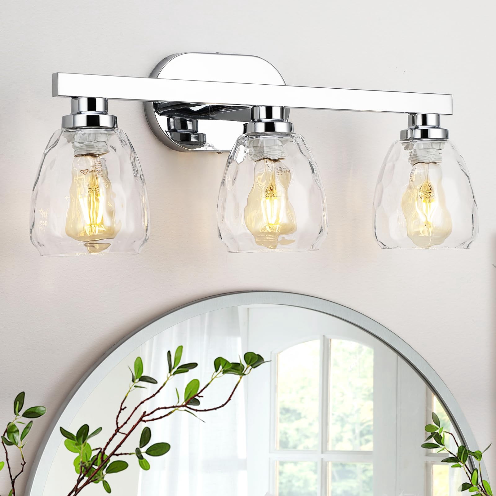 Ataucjin 3 Light Bathroom Light Fixtures, Chrome Vanity Light Fixtures Over Mirror Wall Mount ...