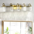 thumbnail image 1 of Ataucjin 3 Light Brushed Gold Vanity Lights, Bathroom Light Fixtures CrystalGlass Dimmable 3 Color Temperatures Modern Bathroom Wall Sconce for Bathroom Hallway Kitchen Bedroom Living Room, 1 of 6