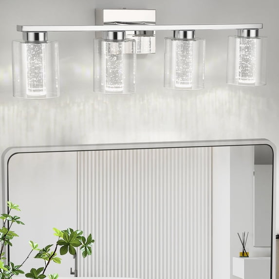 Ataucjin 3 Light Brushed Gold Vanity Lights, Bathroom Light Fixtures CrystalGlass Dimmable 3 Color Temperatures Modern Bathroom Wall Sconce for Bathroom Hallway Kitchen Bedroom Living Room