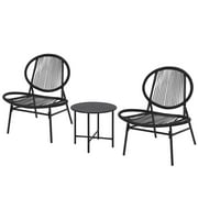 Ataucjin 3-Piece Outdoor Seating Acapulco Chair All Weather Small Patio Bistro Set of 2 Chairs and Side Table Modern Outdoor Furniture for Backyard Garden Balcony