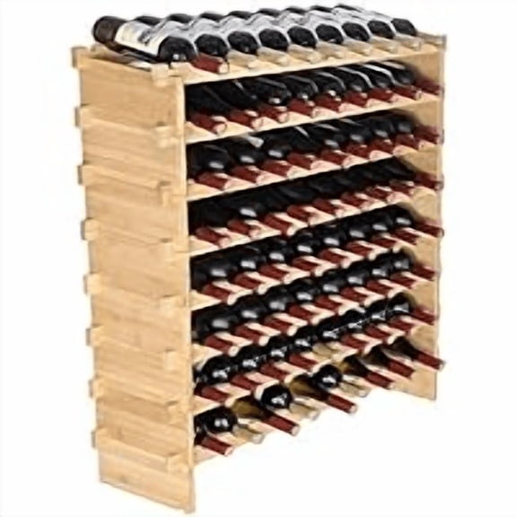 Ataucjin 36 Bottles Stackable Modualr Wine Racks, 4 Tier Freestanding Floor Wine Storage Shelves, Bamboo Liquor Display Shelves, Farmhouse Wooden Wine Bottle Holder for Bar, Cabinet
