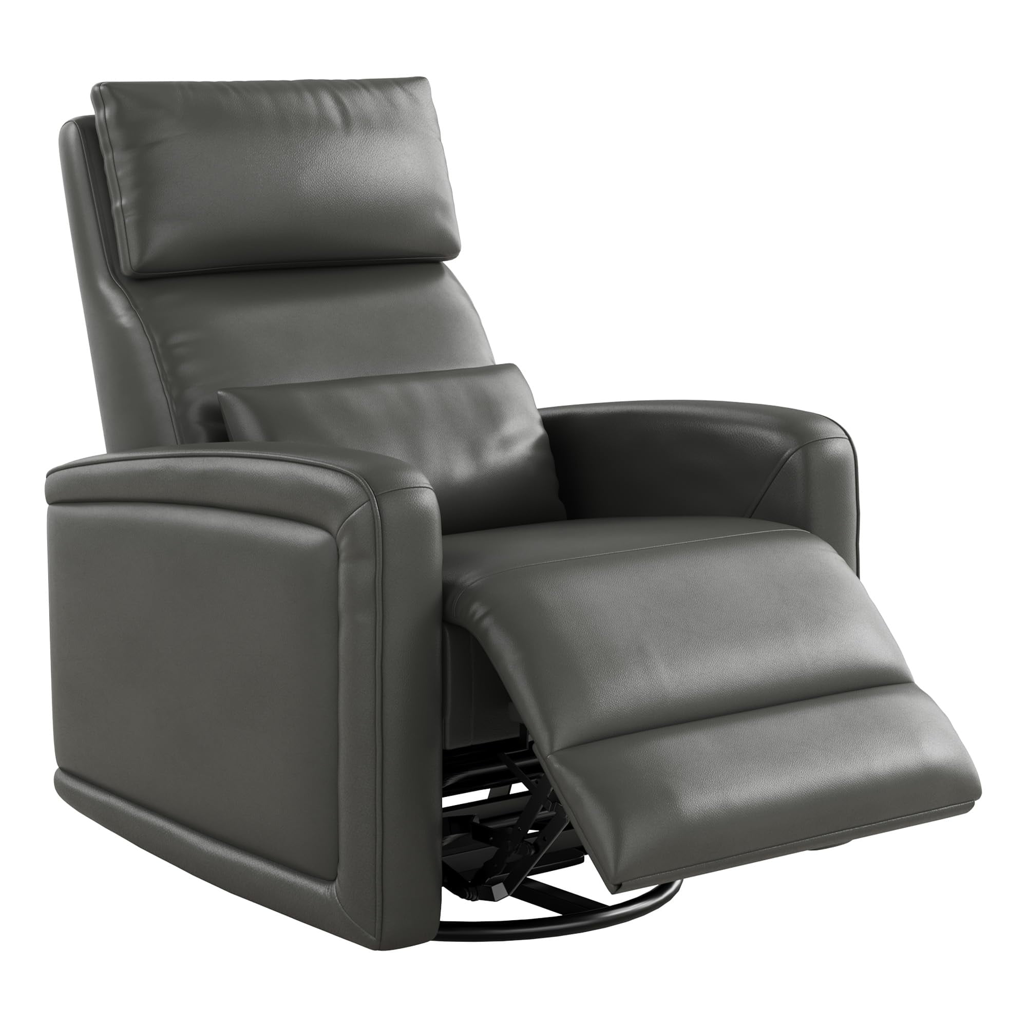 Ataucjin 360° Swivel Rocking Glider Reclinder Chair, Soft Faux Leather Upholstered Sofa Chair with Ergonomic Backrest for Adults for Nursery, Living Room（ship in 2 boxes）