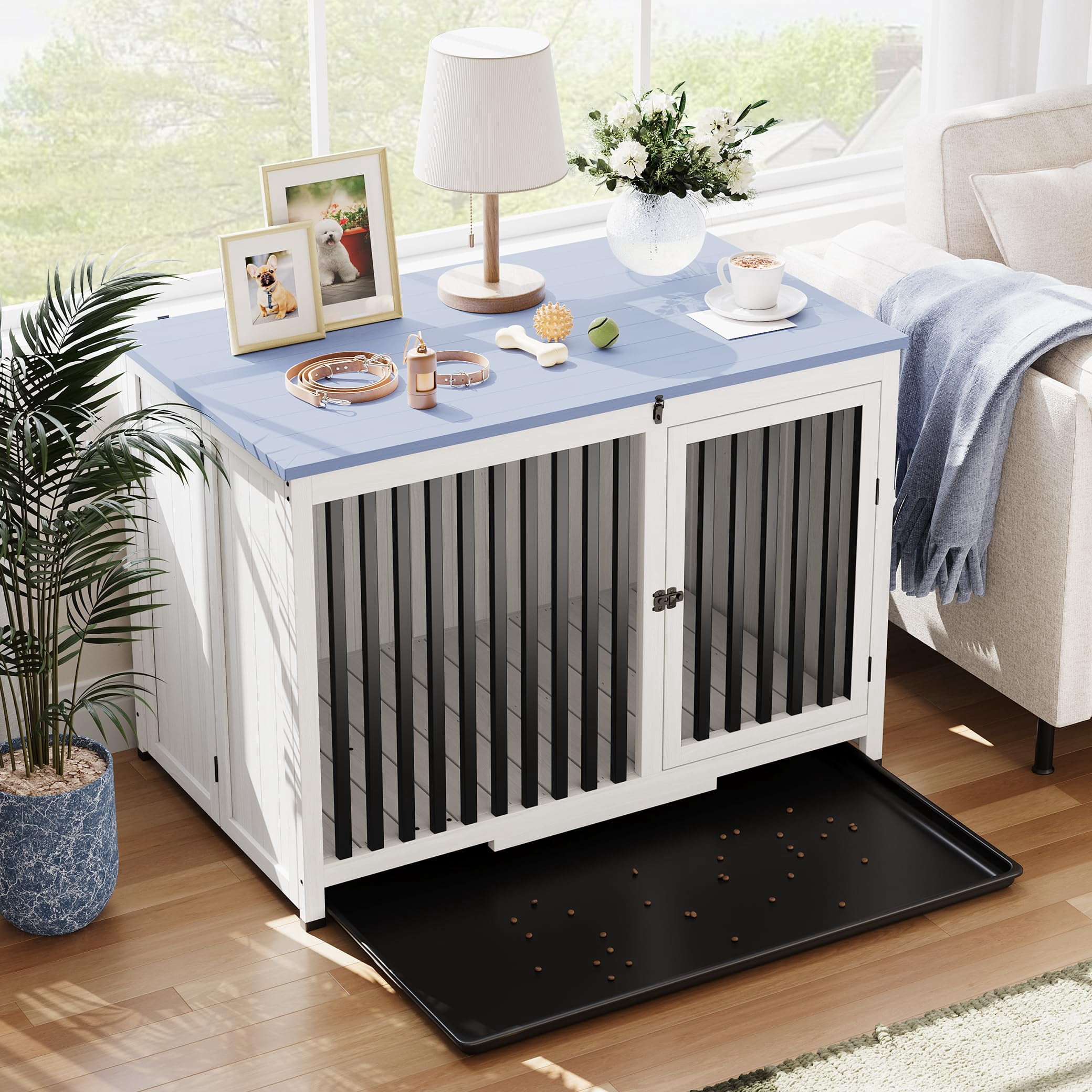 Visual Reference: Ataucjin 39 Dog Crate Furniture Wooden Dog Crate Side End