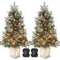 thumbnail image 1 of Ataucjin 3ft Pre-Lit Christmas Tree, Artificial Christmas Trees with 78 LED Lights, Snow Flocked Prelit Xmas Tree with Lighting Base, Battery Operated & Timer Function, Christmas Decoration for Home, 1 of 7