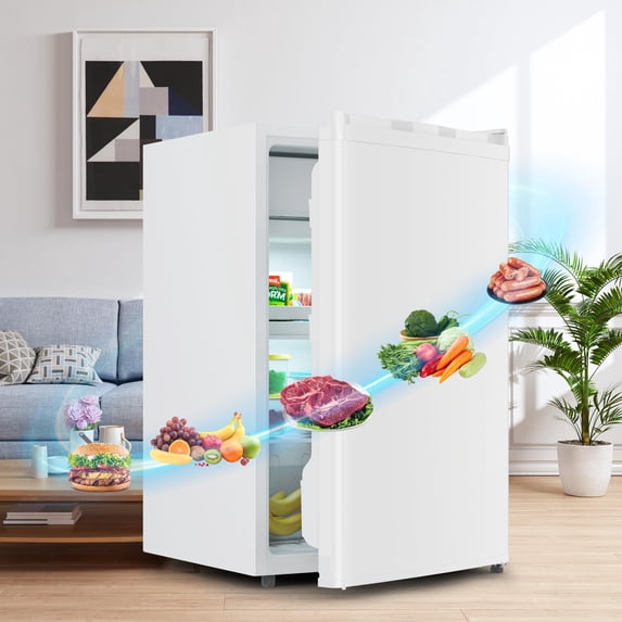 Ataucjin 4.3 Cu.Ft Single Mini Refrigerator-Freezer Compartment-Adjustable Thermostat Control-Reversible Doors-Ideal for Dorm, Office, Rv, Garage, Apartment
