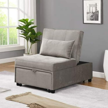 Ataucjin 4 In 1 Multi-Function Folding Ottoman Adjustable Footstool Bed Stool Modern Convertible Sofa Bed With Adjustable Backrest And Pillow Guest Sleeper Sofa Chair For Apartment Office