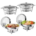 thumbnail image 1 of Ataucjin 4 Pack Chafing Dishes for Buffet with Lid,5QT Round Stainless Steel Chafer and Food Warmers with Food & Water Pan, Lid, Frame, Fuel Holder for Catering, Parties, Events, Wedding, Camping, 1 of 7