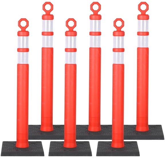 Ataucjin 42inch Safety Delineator Posts,Heavy-Duty 8 Lb Weighted Traffic Cones with 360° Reflective Strips for Parking Lots, Road Construction & Driveway Safety