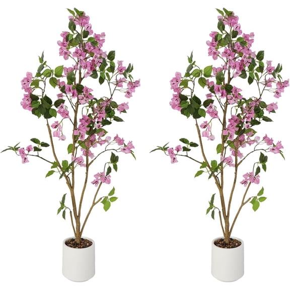 Ataucjin 4FT Artificial Bougainvillea Tree in Pot, Artificial Flowers for Outdoors Indoors, Large Fake Pink Flowers, Faux Plant Decor for Wedding Party Christmas Porch Patio Living Room Home 2-Pack
