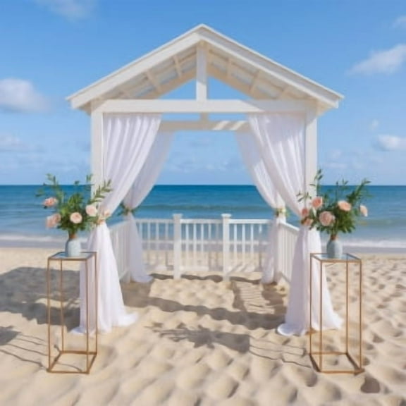 Ataucjin 4Pcs Gold Flower Stand,Tall Metal Vase Column Geometric Centerpieces for Tables Gold Rectangular Flower Display Rack for Wedding Party Event Decorations