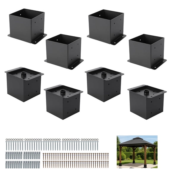 Ataucjin 4x4 Post Base, Heavy-Duty Post Bracket for Concrete & Wood Posts, Adjustable Deck Post Base for Pergola, Fence, Gazebo