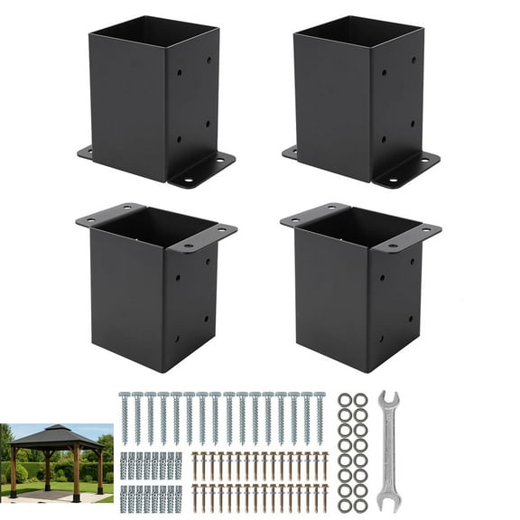 Ataucjin 4x4 Post Base, Heavy-Duty Post Bracket for Concrete & Wood Posts, Adjustable Deck Post Base for Pergola, Fence, Gazebo