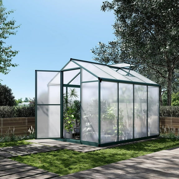 Ataucjin 4x6.25 Ft Heavy Duty Greenhouse for Outdoors with Doors and Adjustable Roof Vent Windows,Walk-in Large Sunhouse for Backyard Gardening,Plant Hot House with Reinforced Frame(ship in 2 boxes)