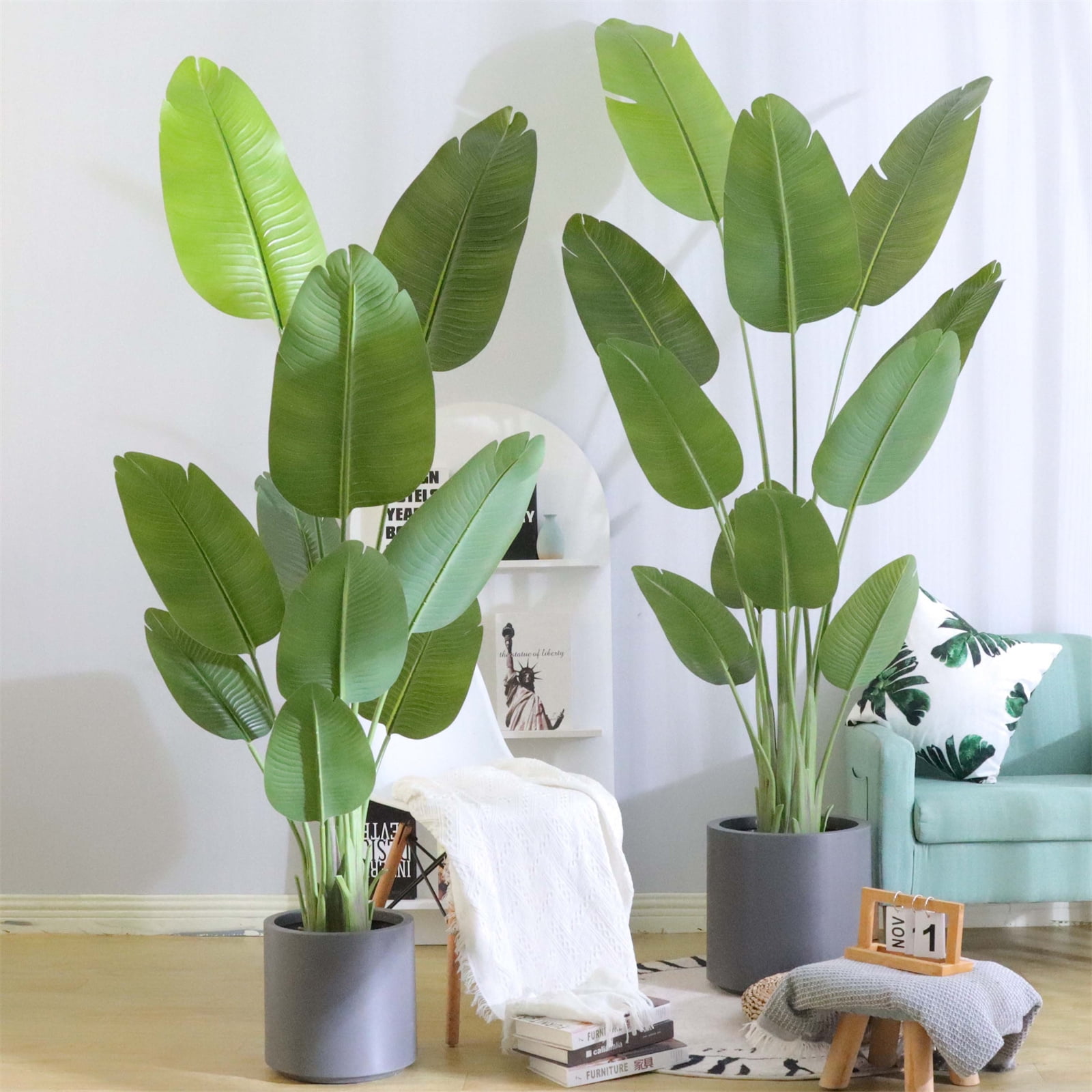 Ataucjin 5 Feet Bird Of Paradise Artificial Plants With Planter ...