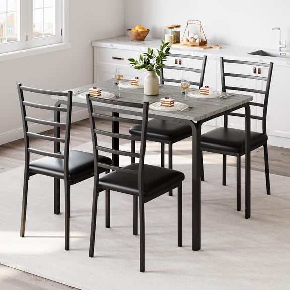 Ataucjin 5 Piece Dining Table Set,Kitchen Table And Chairs,Modern Dinner Table Set,Rectangular Dinette Set With Backrest For Pub Dining Room Restaurant Apartment